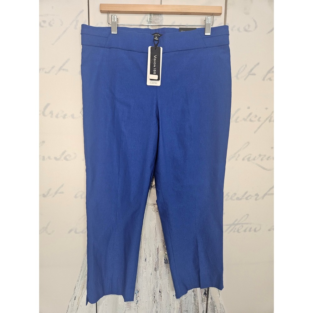 Vision 155 Royal Blue Capri Pants Womens 12 Power Stretch Cropped Trousers NEW